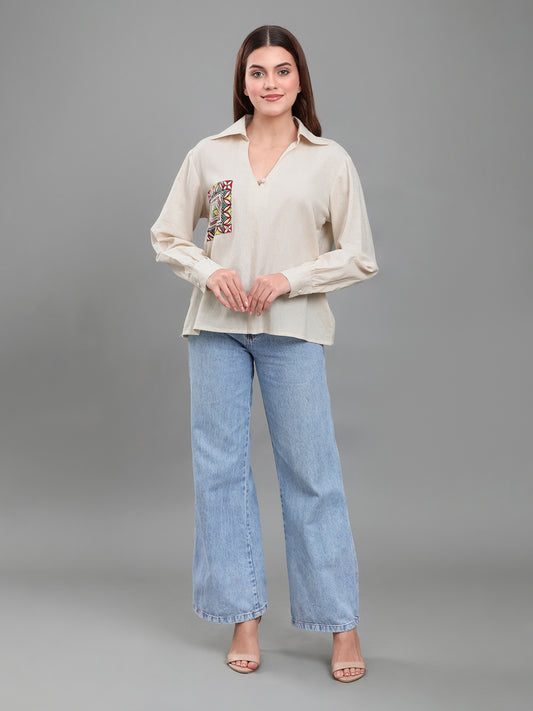 Hand-Painted Madhubani Pocket Shirt