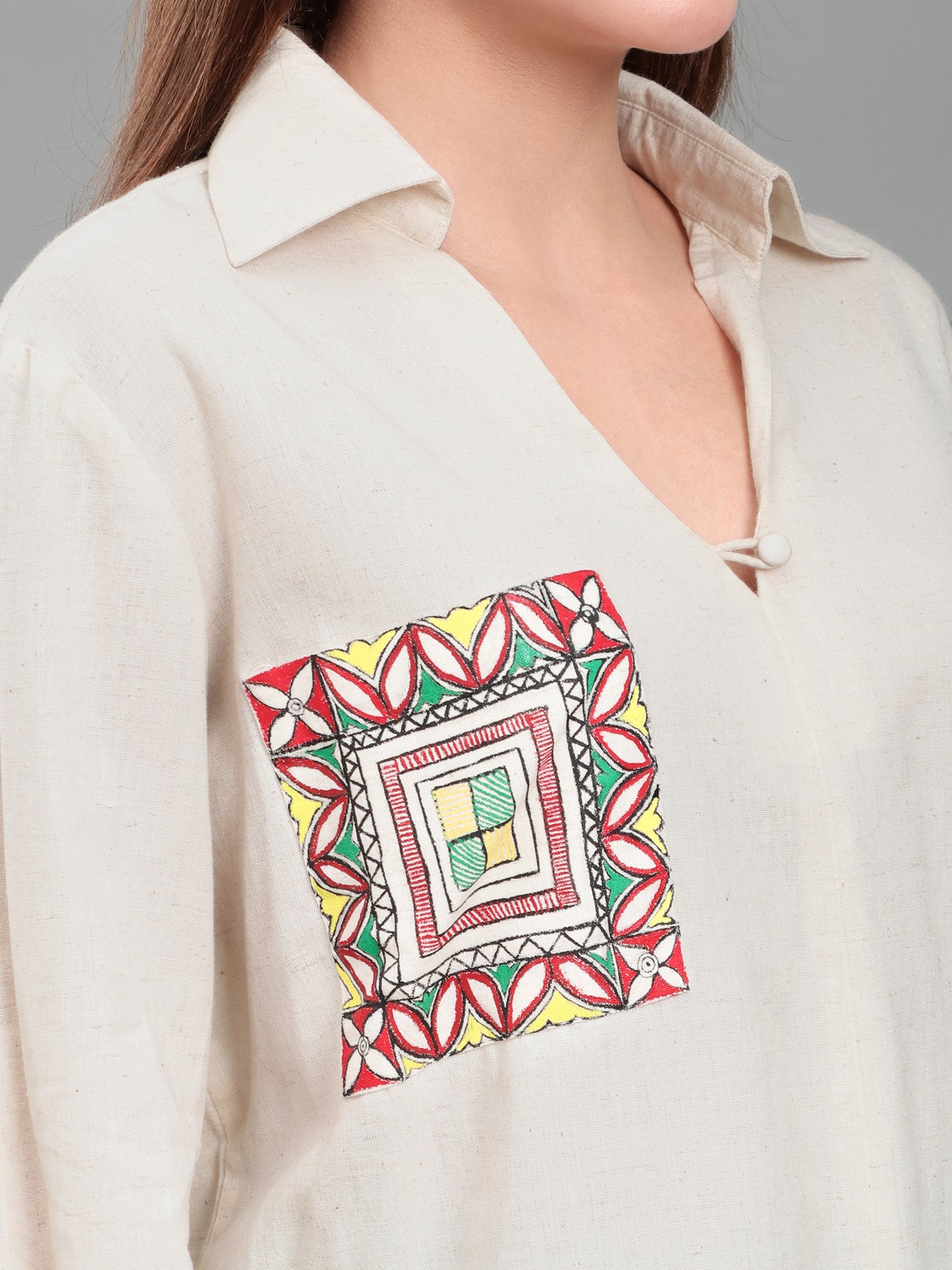 Hand-Painted Madhubani Pocket Shirt