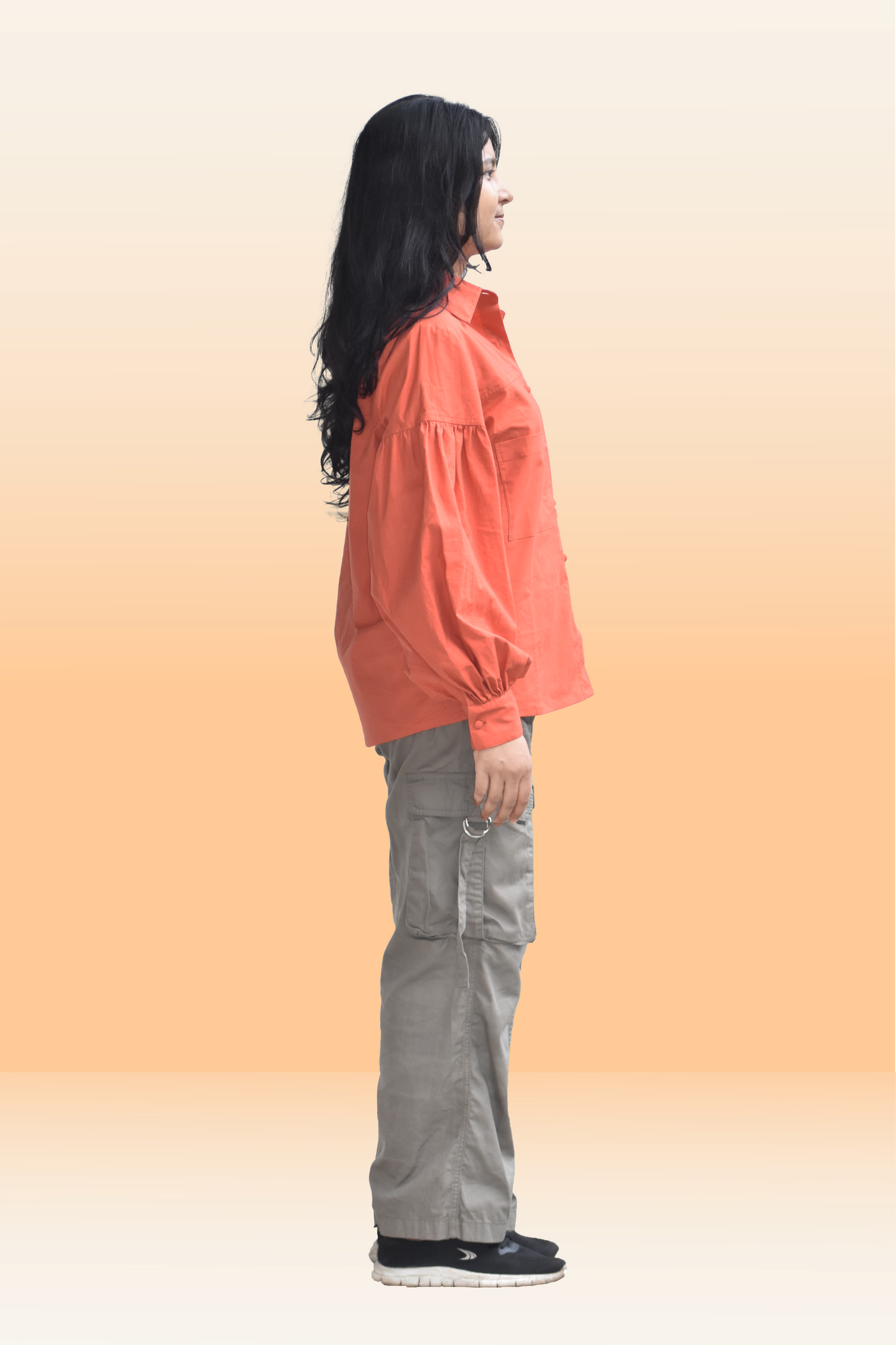 Aria Rust Orange Balloon Sleeve Shirt