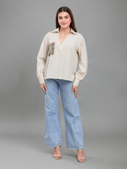 Hand-Painted Madhubani Pocket Shirt