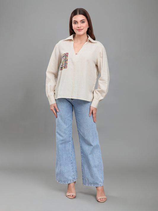 Hand-Painted Madhubani Pocket Shirt