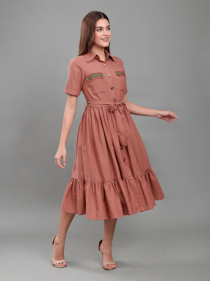 Hand-Painted Madhubani Pocket Shirt Dress