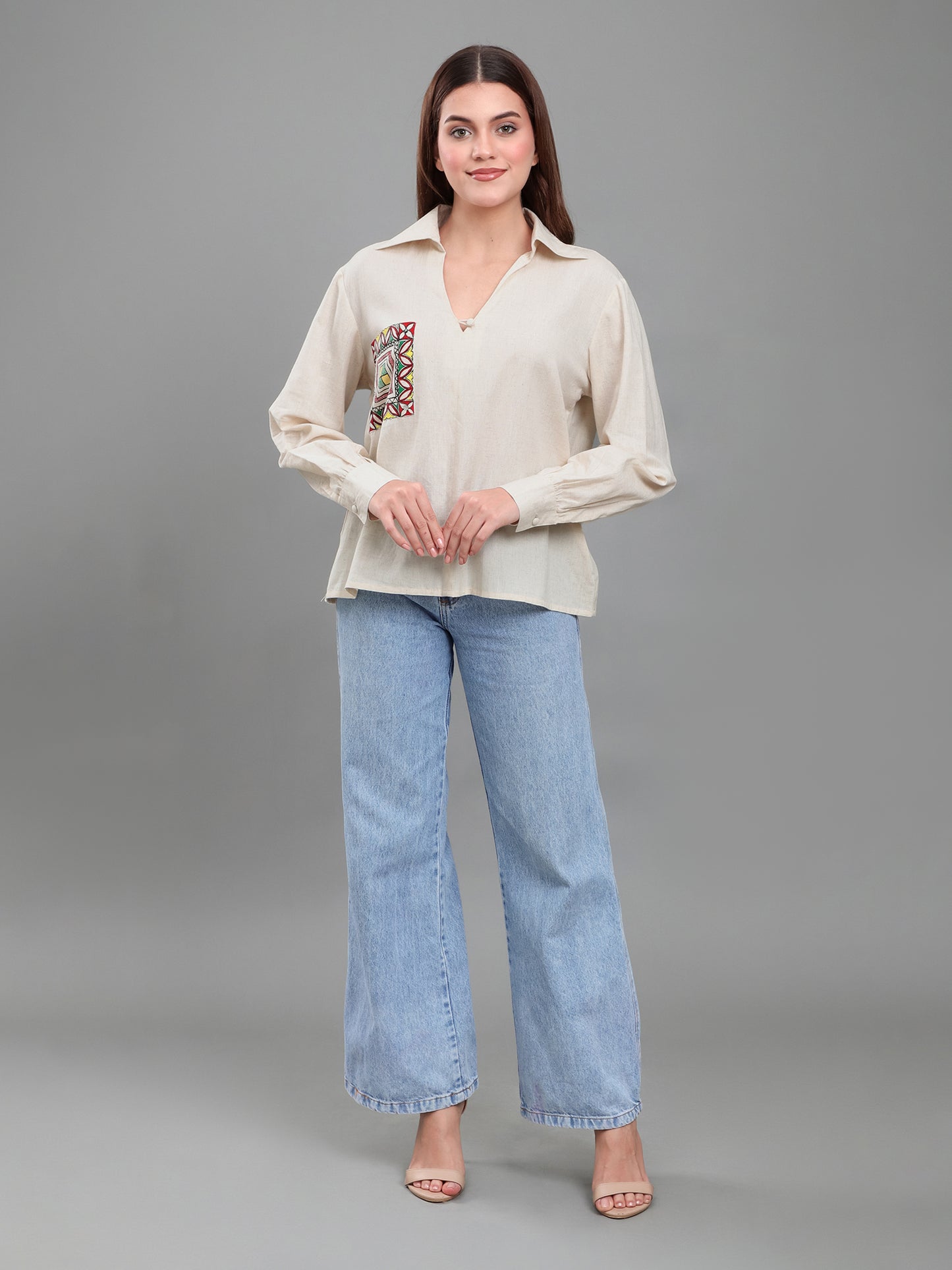 Hand-Painted Madhubani Pocket Shirt