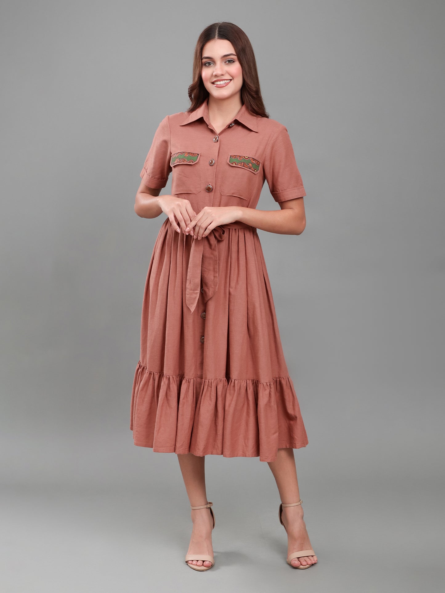 Hand-Painted Madhubani Pocket Shirt Dress