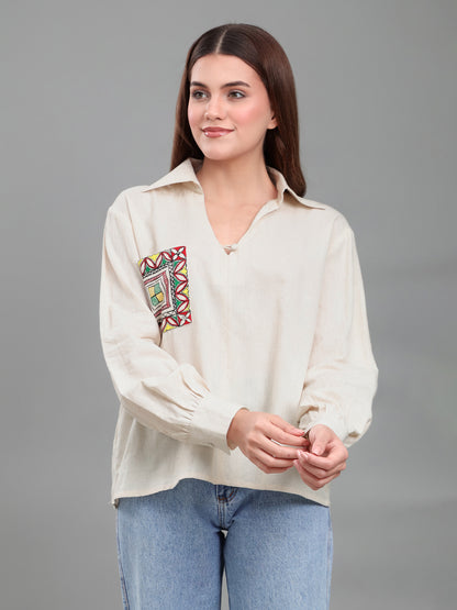 Hand-Painted Madhubani Pocket Shirt