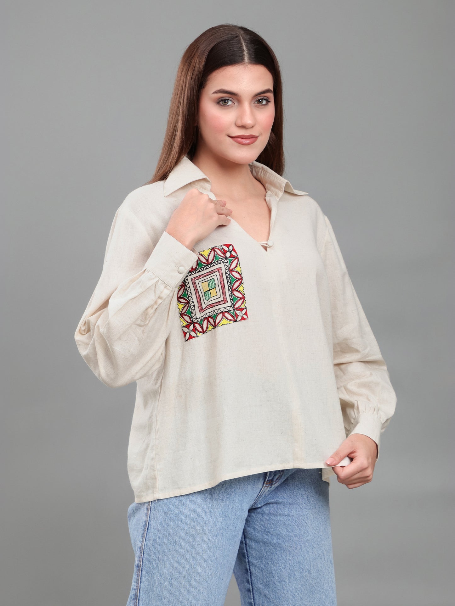 Hand-Painted Madhubani Pocket Shirt