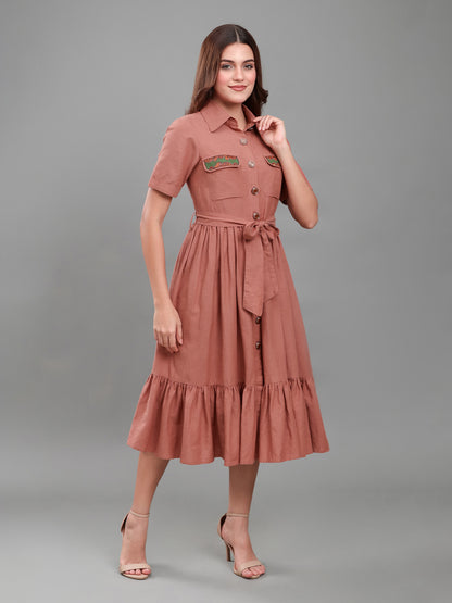 Hand-Painted Madhubani Pocket Shirt Dress