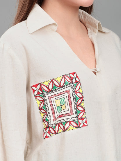 Hand-Painted Madhubani Pocket Shirt