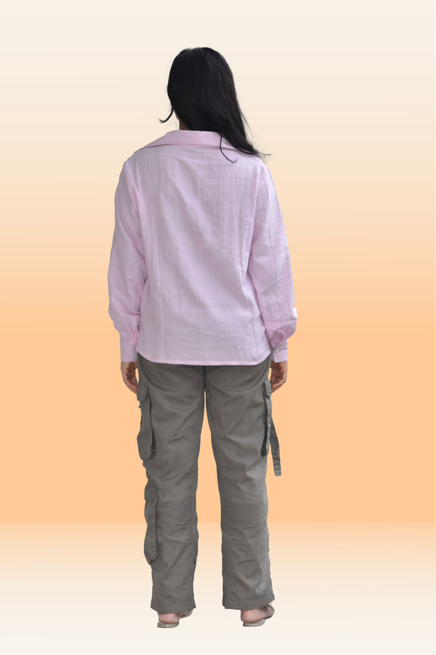 Soft Pink Cotton Casual Top with Balloon Sleeves