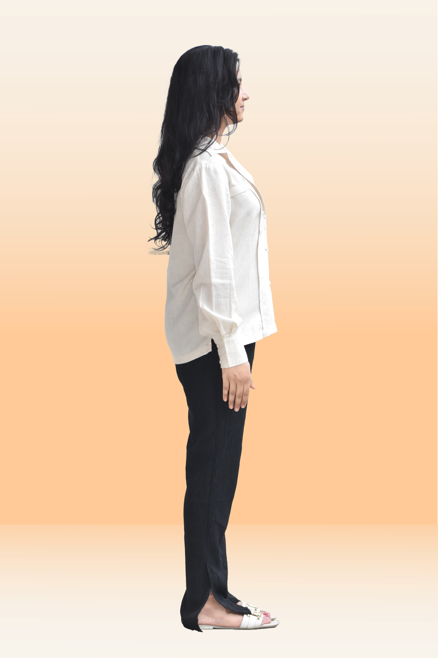 Classic Off White Linen-Blend Double-Breasted Shirt